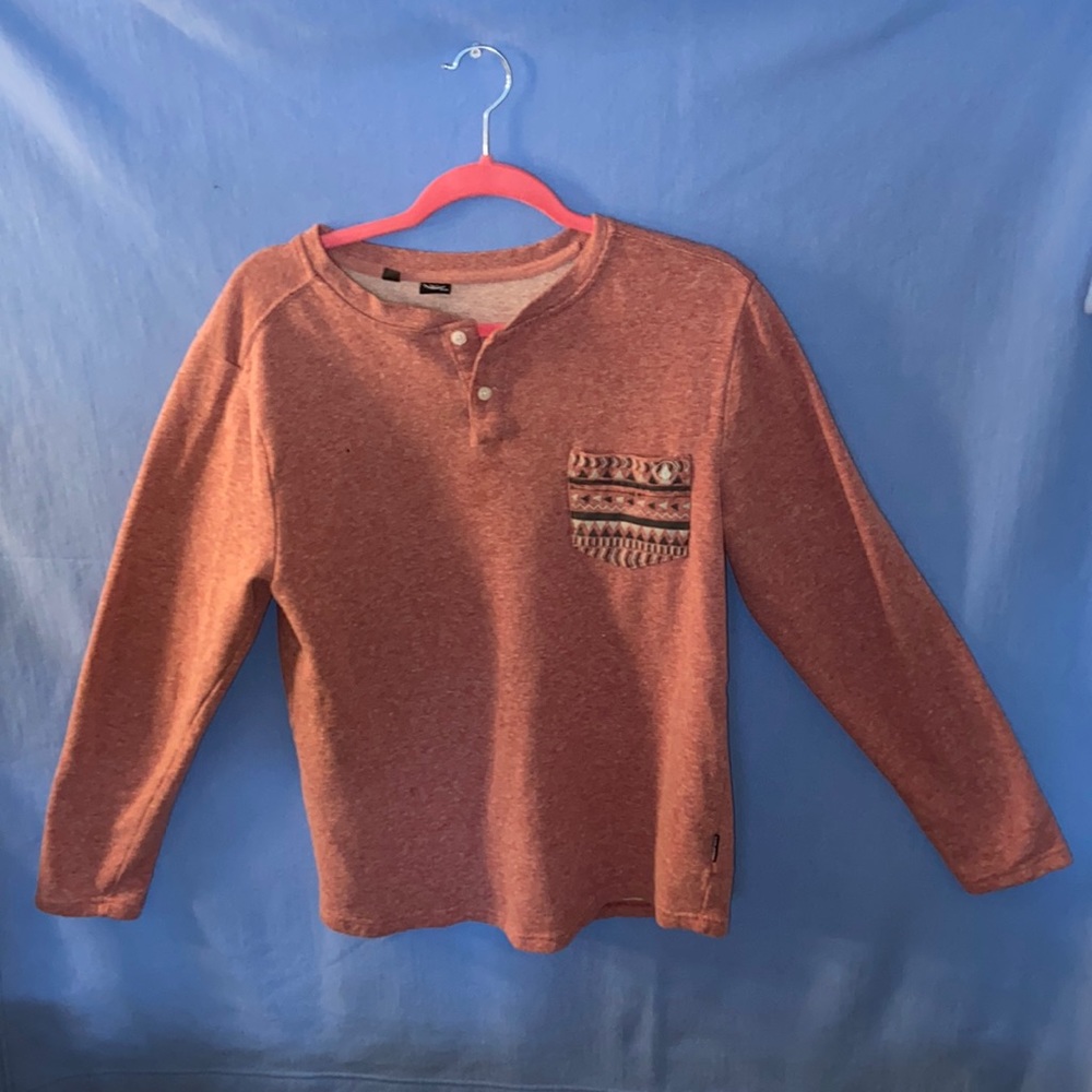 Volcom Medium Beige Long Sleeve T-Shirt with Patterned Pocket
